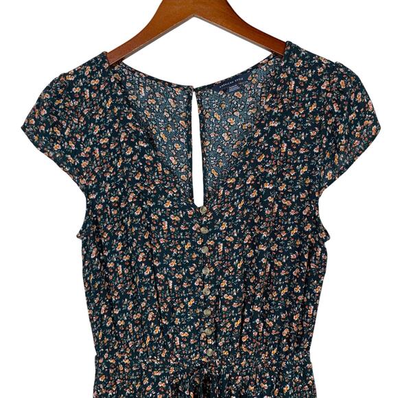 American Eagle Romper Black Floral Short Sleeve Women's M - Picture 4 of 11